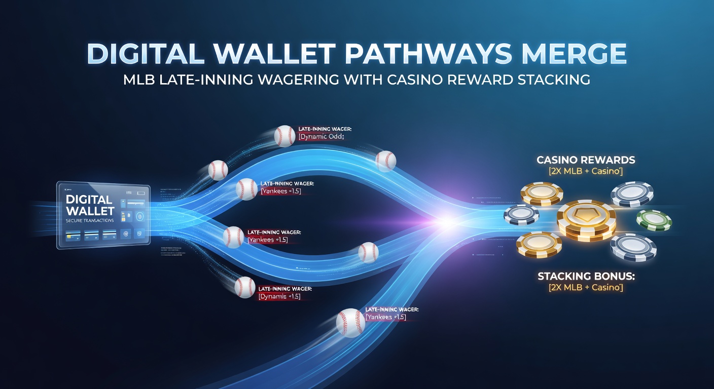 Digital wallet interface showing MLB late-inning bets integrated with casino rewards on a mobile screen