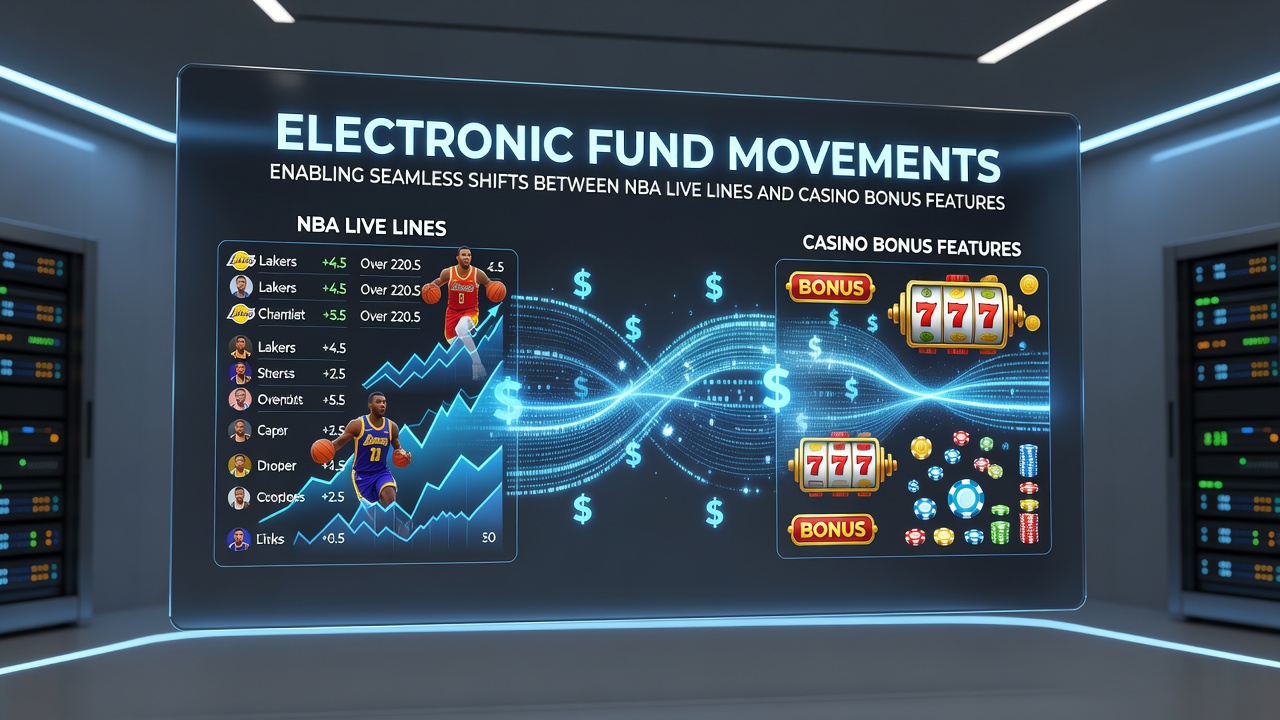 User dashboard displaying balance transfers between NBA live wagers and active casino bonus progress bars