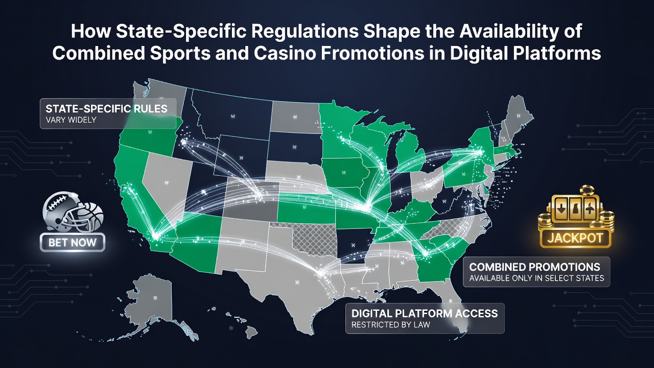 Digital platform interface showing combined sports betting and casino promotion options under state regulatory guidelines