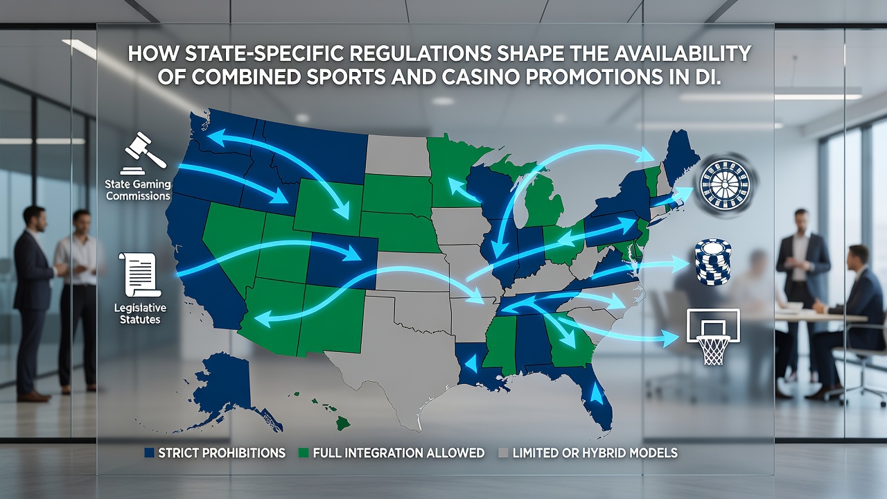 Regulatory compliance map highlighting state-by-state differences in sports and casino promotion integration