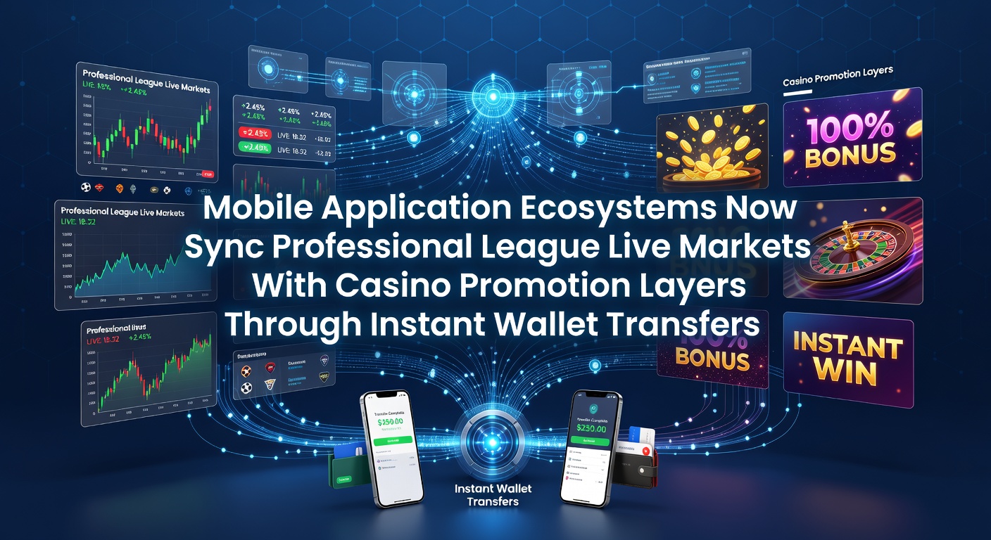 Mobile app interface showing live sports betting markets synced with casino promotions via instant wallet transfers