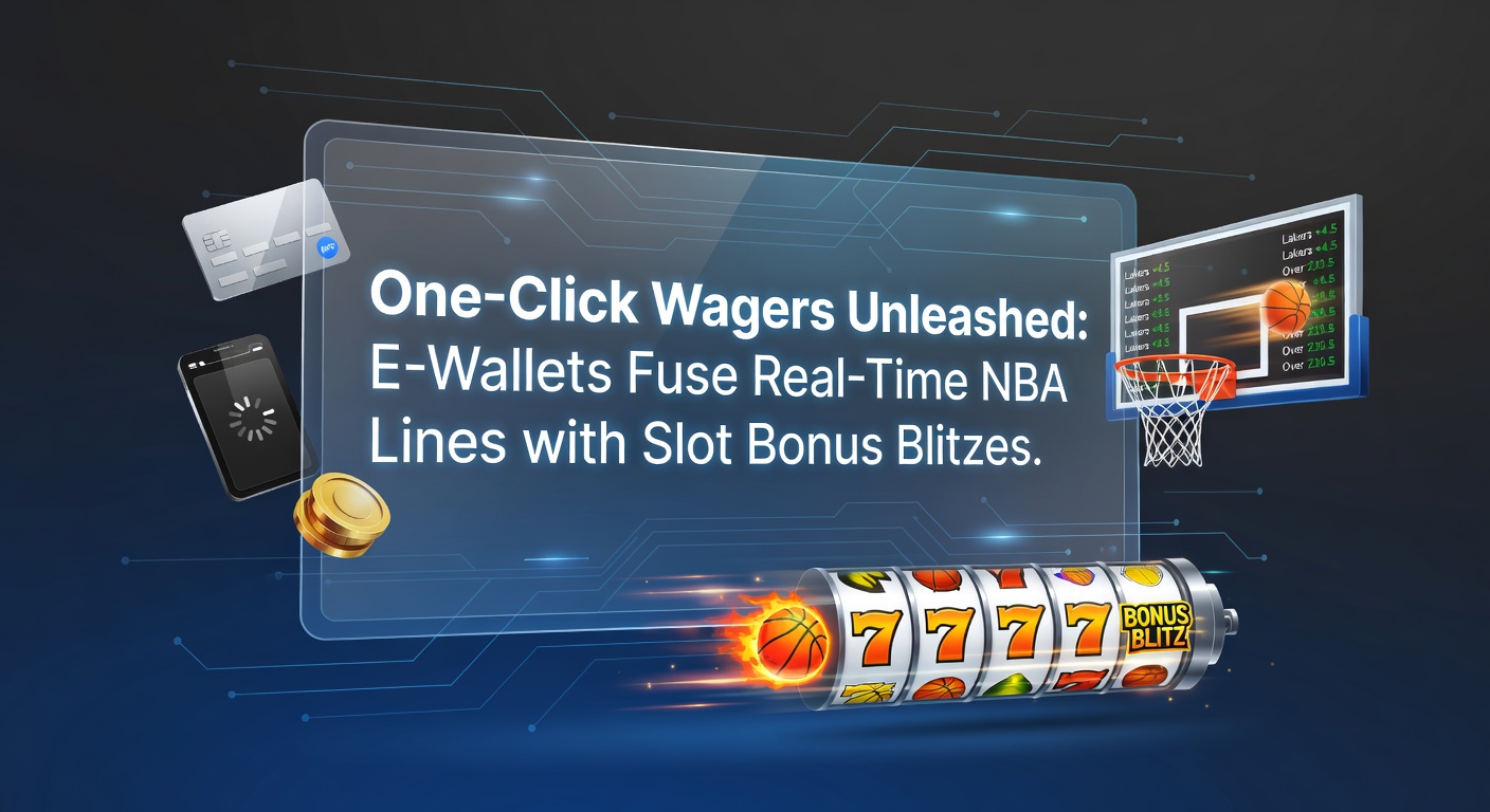Dynamic screen showing e-wallet deposit instantly funding NBA live odds and triggering slot machine bonus spins during a high-stakes playoff game