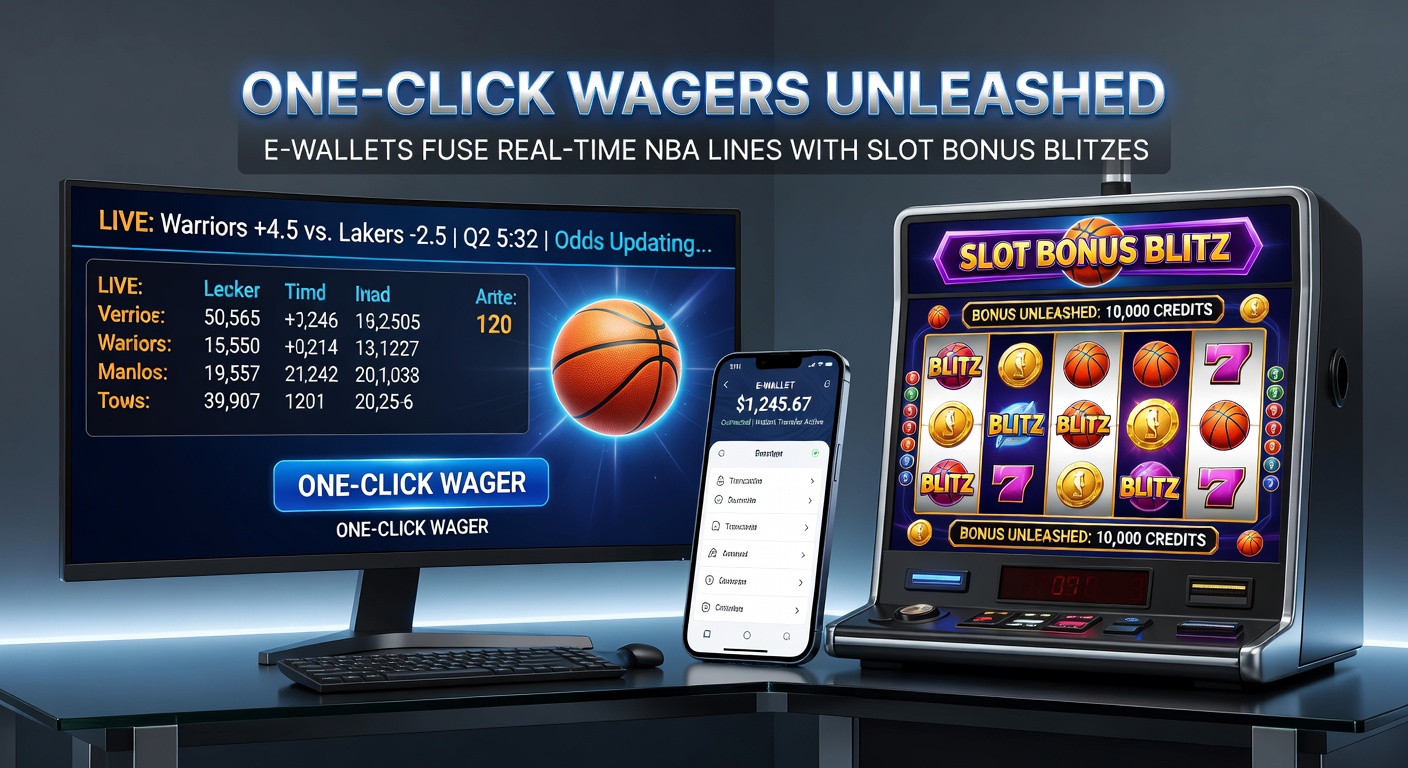 Close-up of mobile app interface displaying live NBA odds alongside spinning slot reels activated by e-wallet bonus credits during overtime