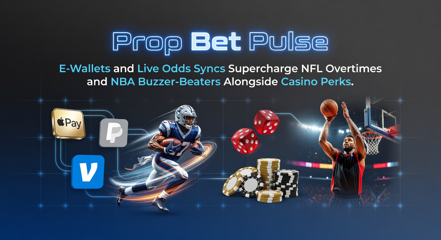 Dynamic graphic showing NFL overtime clock ticking down alongside NBA buzzer-beater shot, overlaid with e-wallet icons and flashing live odds updates
